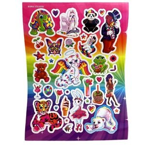 Vintage‎ Lisa Frank Rainbow Panda Turtle Cat Polar Bear Tiger Bunny Frog Sticker